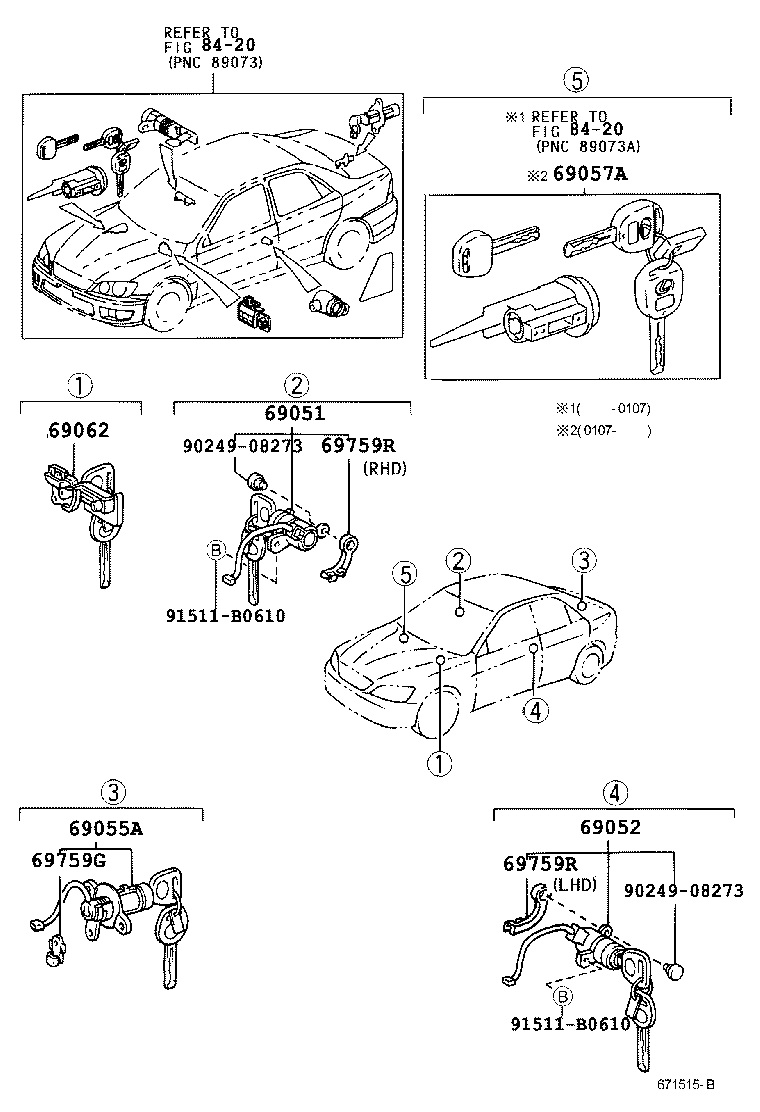  IS200 300 |  LOCK CYLINDER SET