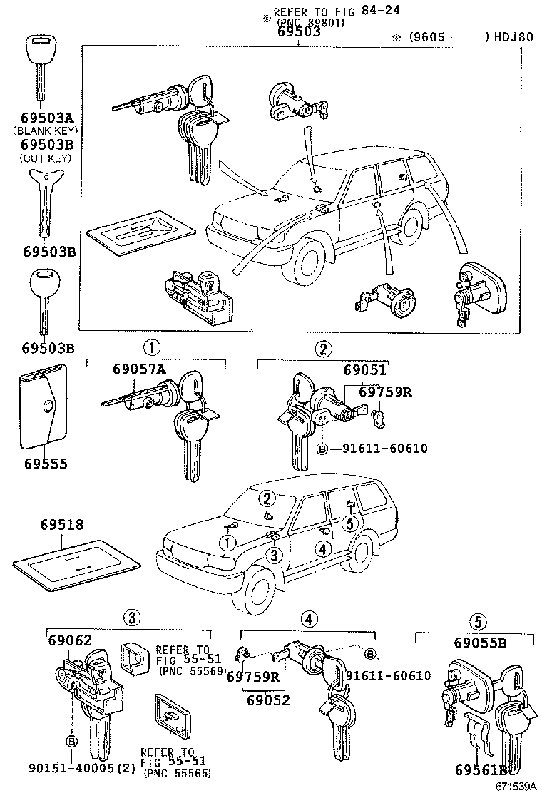  LAND CRUISER 80 |  LOCK CYLINDER SET