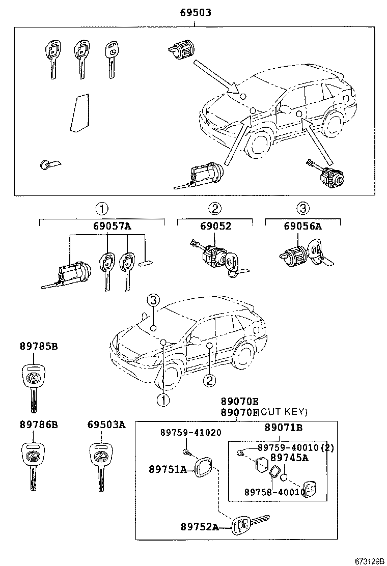  RX300 330 350 |  LOCK CYLINDER SET