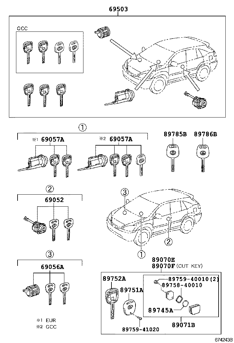  RX300 330 350 |  LOCK CYLINDER SET