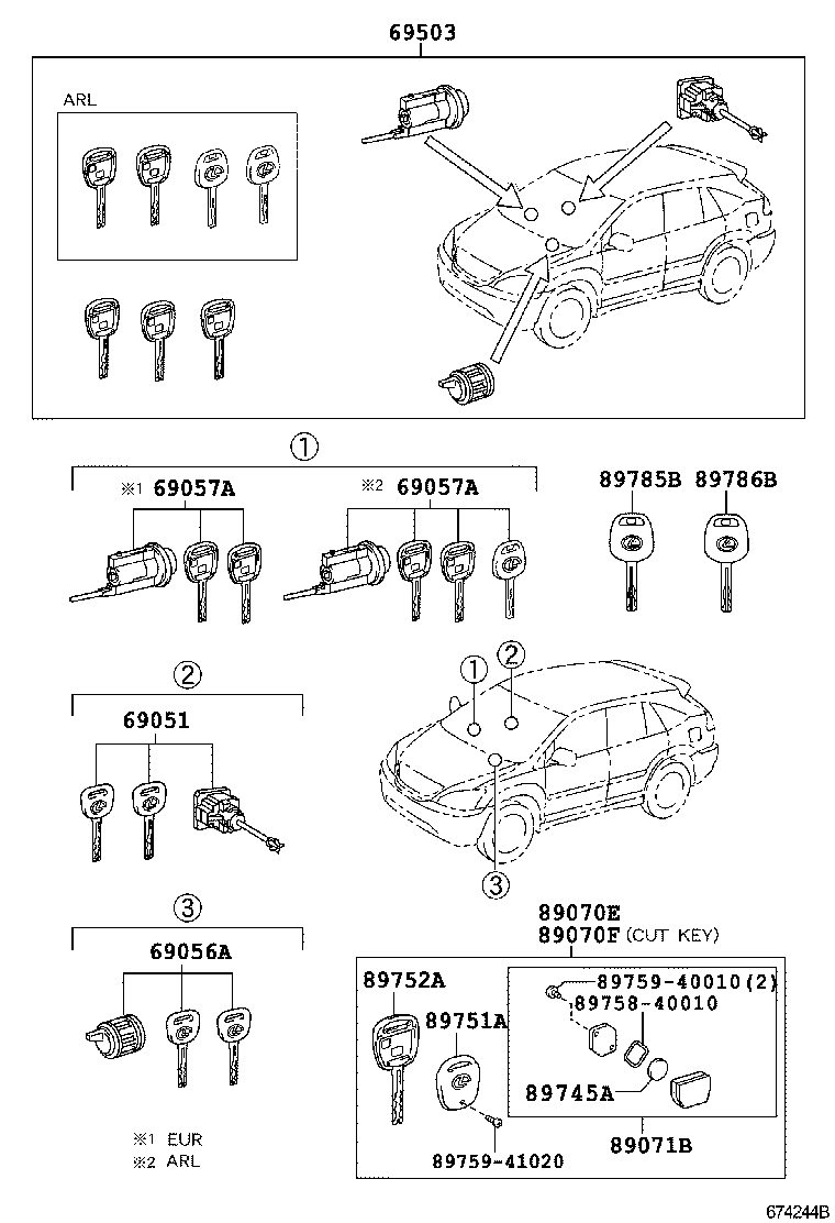  RX300 330 350 |  LOCK CYLINDER SET