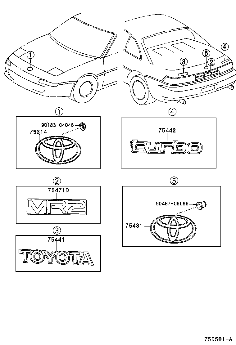 Toyota Mr2sw21l Acpzka Body Emblem Name Plate Exterior