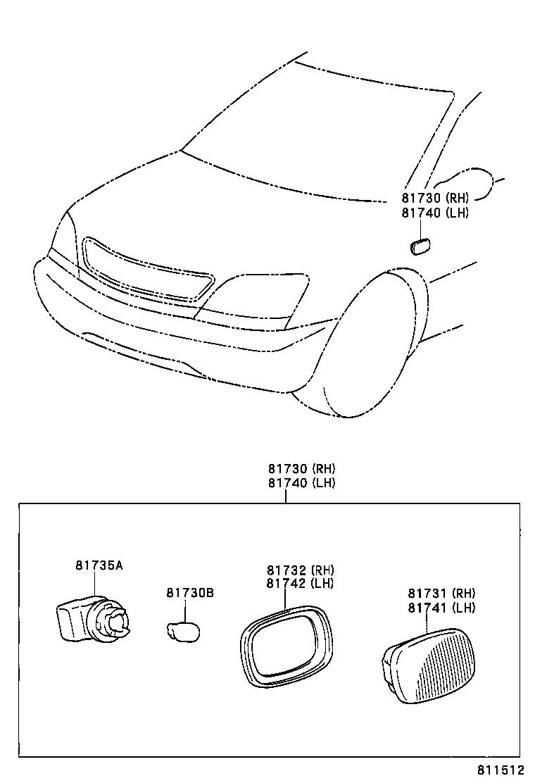  RX300 |  SIDE TURN SIGNAL LAMP OUTER MIRROR LAMP