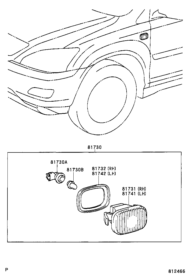  RX300 330 350 |  SIDE TURN SIGNAL LAMP OUTER MIRROR LAMP