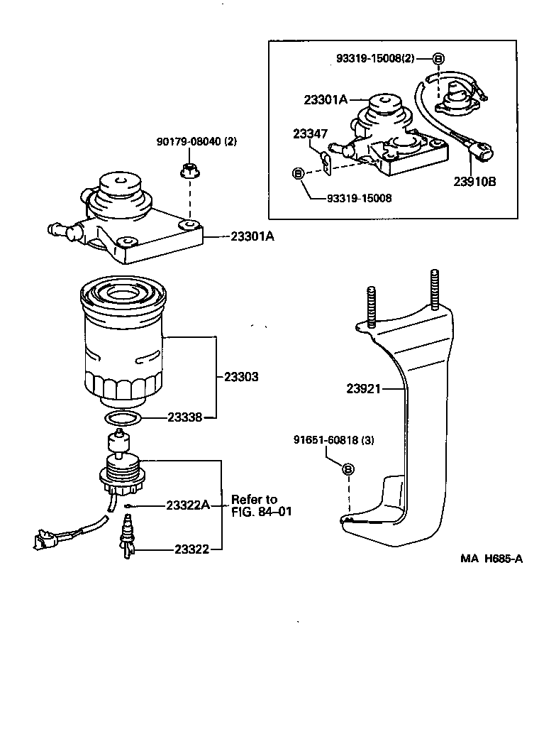 TOYOTA LAND CRUISER 80HDJ80LGNMEWW TOOLENGINEFUEL FUEL FILTER