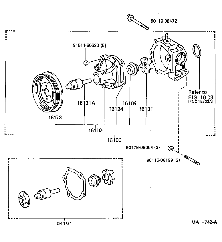  COROLLA SED WG |  WATER PUMP