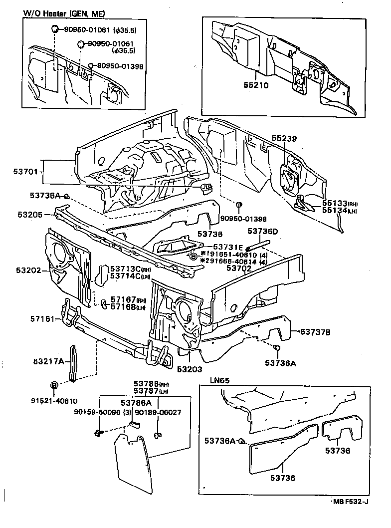  HILUX |  FRONT FENDER APRON DASH PANEL