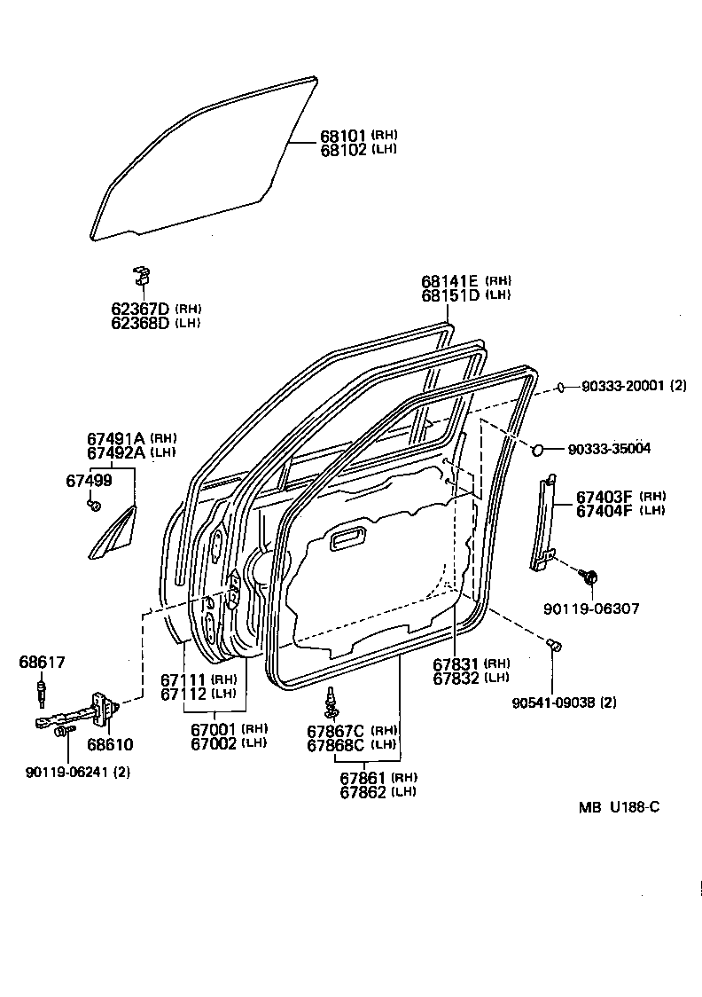  LAND CRUISER 80 |  FRONT DOOR PANEL GLASS