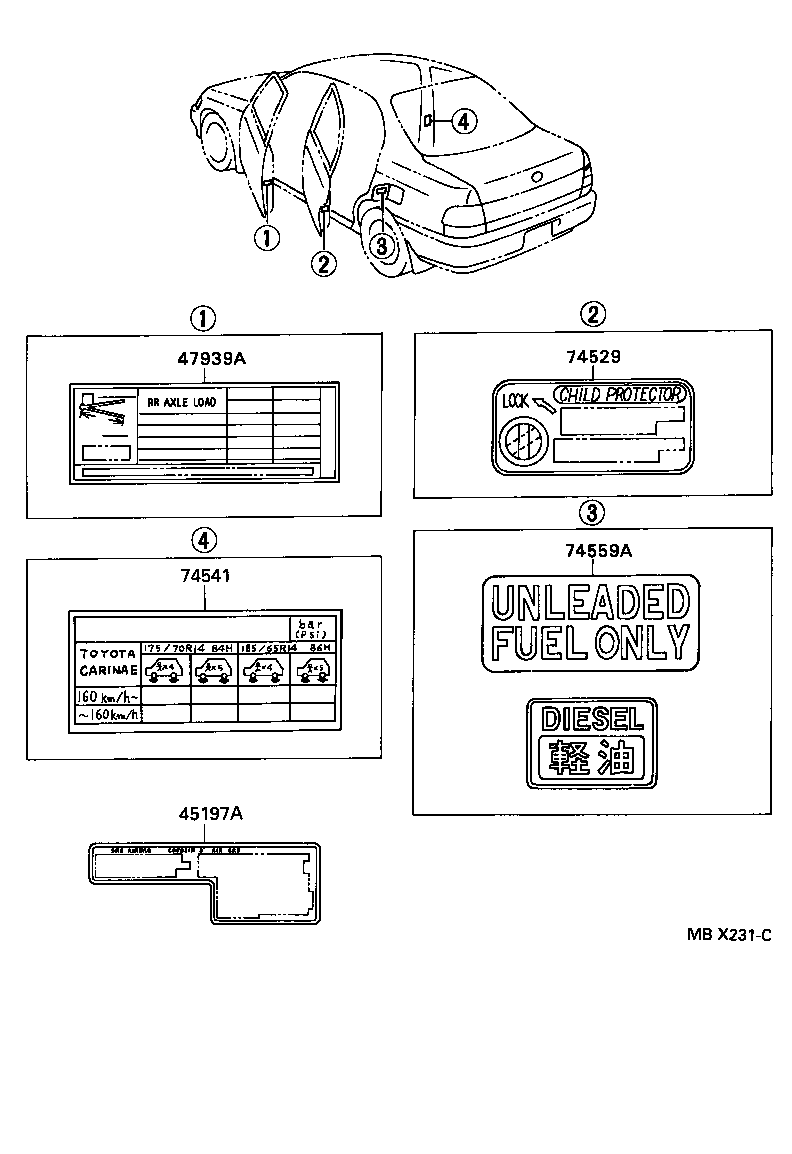  CARINA E UKP |  CAUTION PLATE EXTERIOR INTERIOR