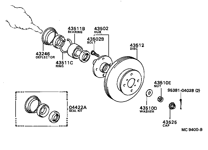 TOYOTA COROLLAAE82R-ELMNS - POWERTRAIN-CHASSIS - FRONT AXLE HUB | Japan