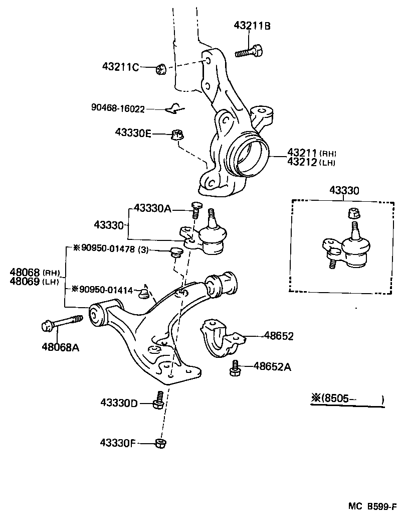  STARLET |  FRONT AXLE ARM STEERING KNUCKLE