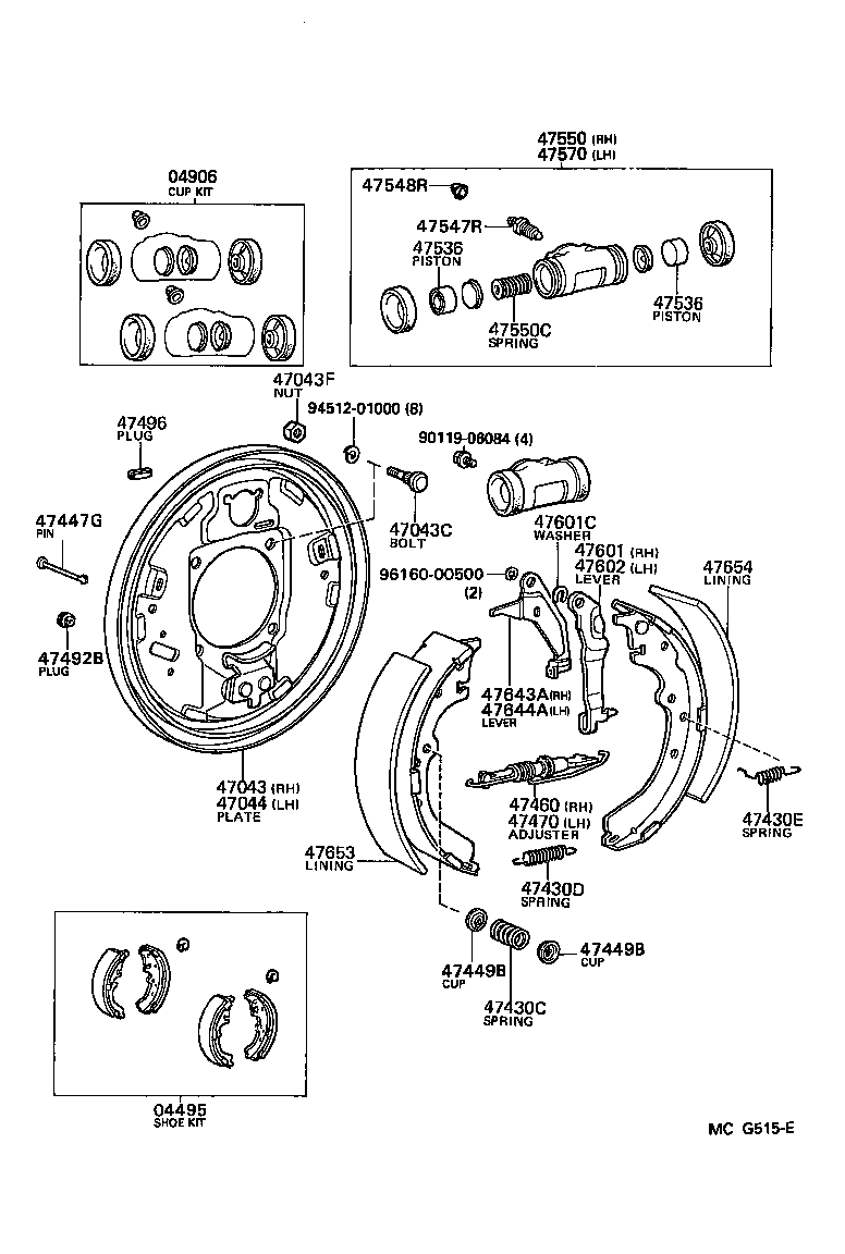  4 RUNNER TRUCK |  REAR DRUM BRAKE WHEEL CYLINDER BACKING PLATE