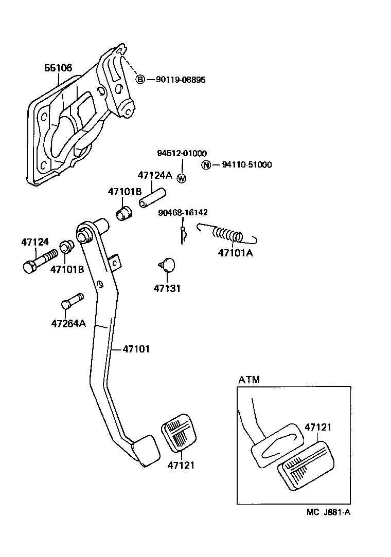  STARLET |  BRAKE PEDAL BRACKET