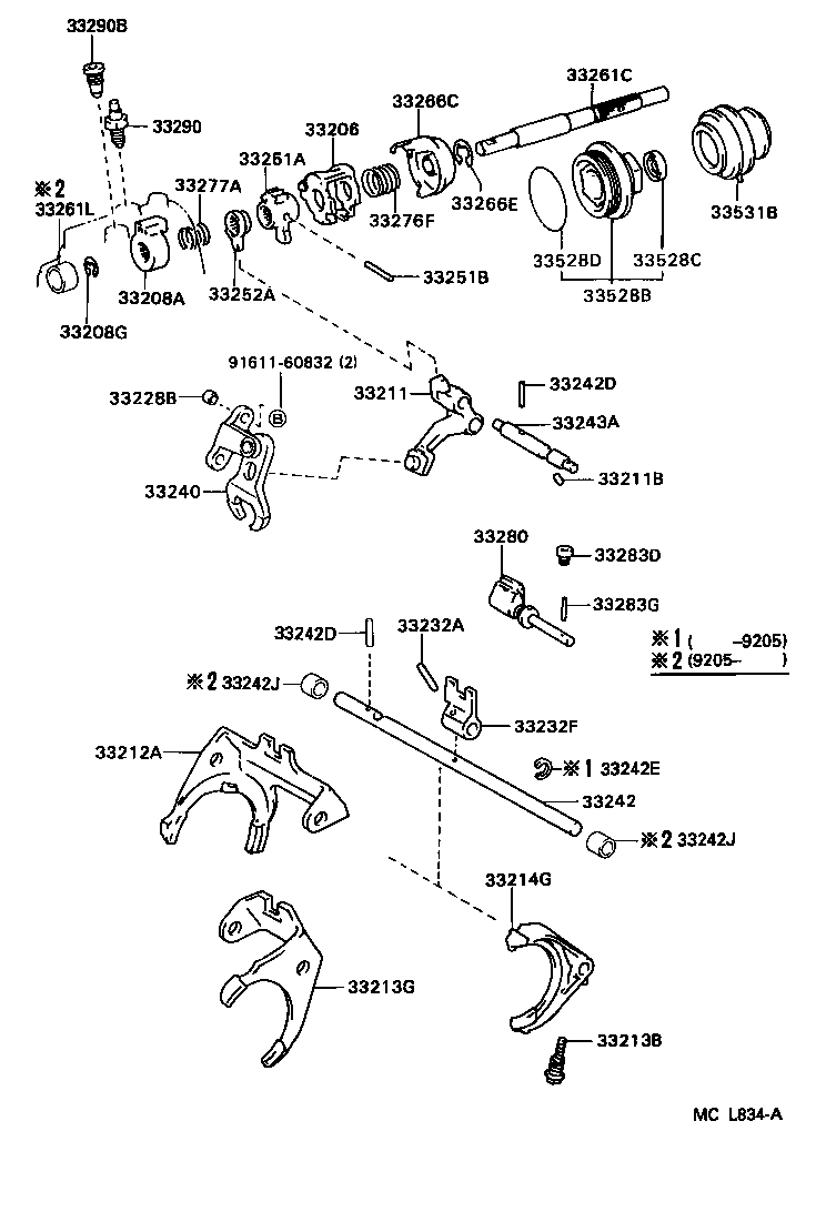  CAMRY SED |  GEAR SHIFT FORK LEVER SHAFT MTM