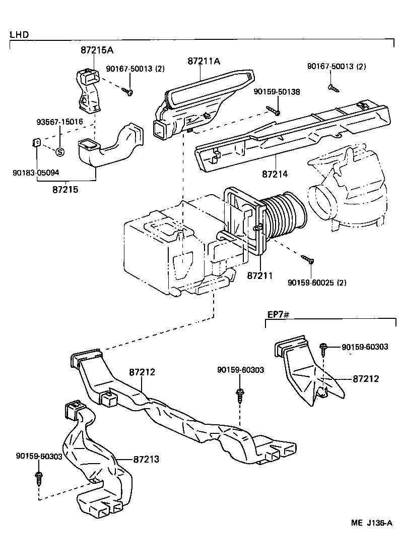  STARLET |  HEATING AIR CONDITIONING CONTROL AIR DUCT