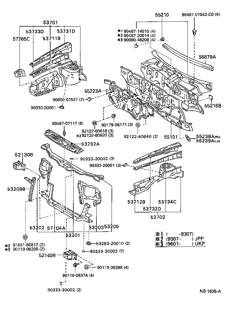  CARINA E UKP |  FRONT FENDER APRON DASH PANEL