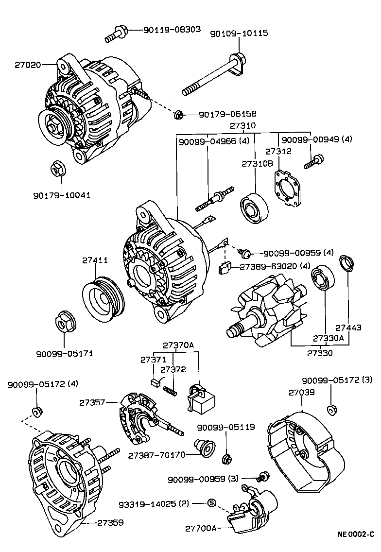 TOYOTA COROLLAAE95R-AEMNUW - TOOL-ENGINE-FUEL - ALTERNATOR | Japan Parts EU