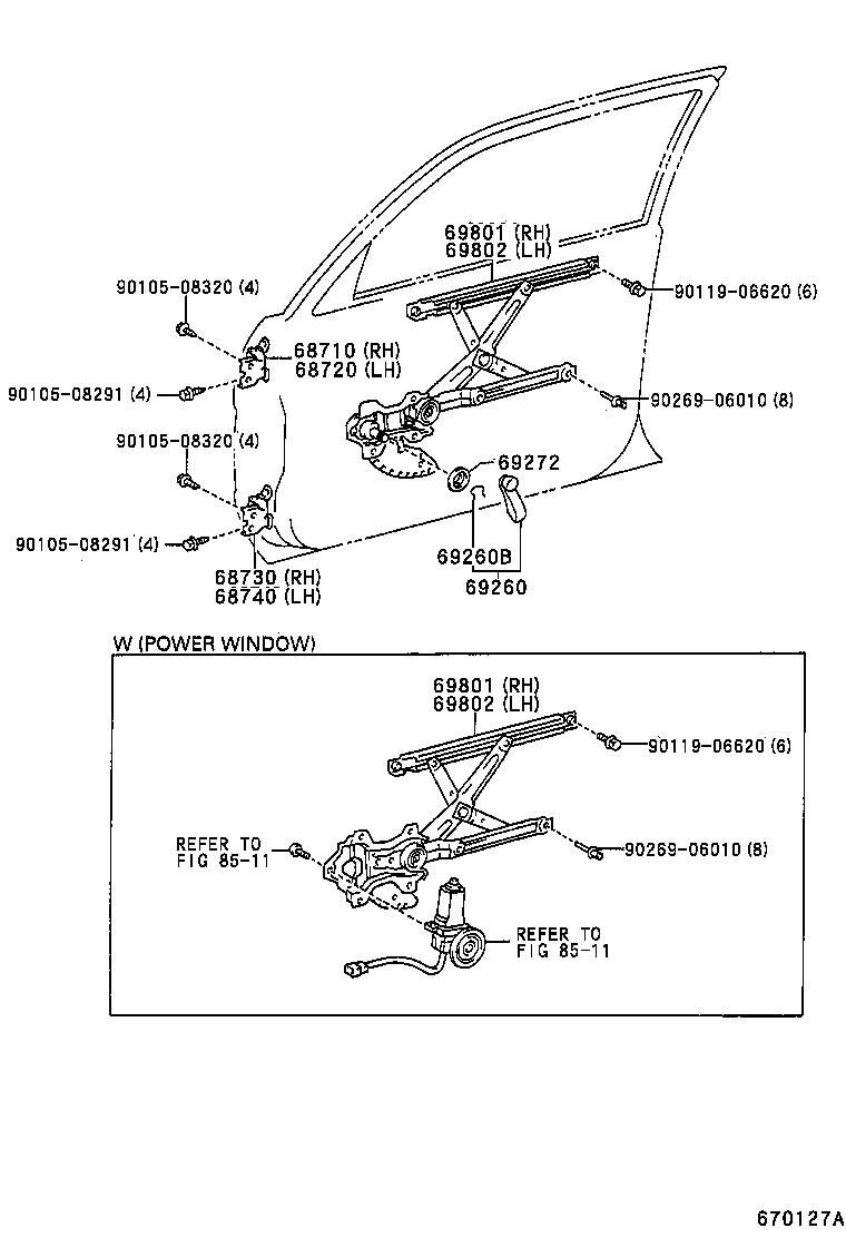  TERCEL |  FRONT DOOR WINDOW REGULATOR HINGE