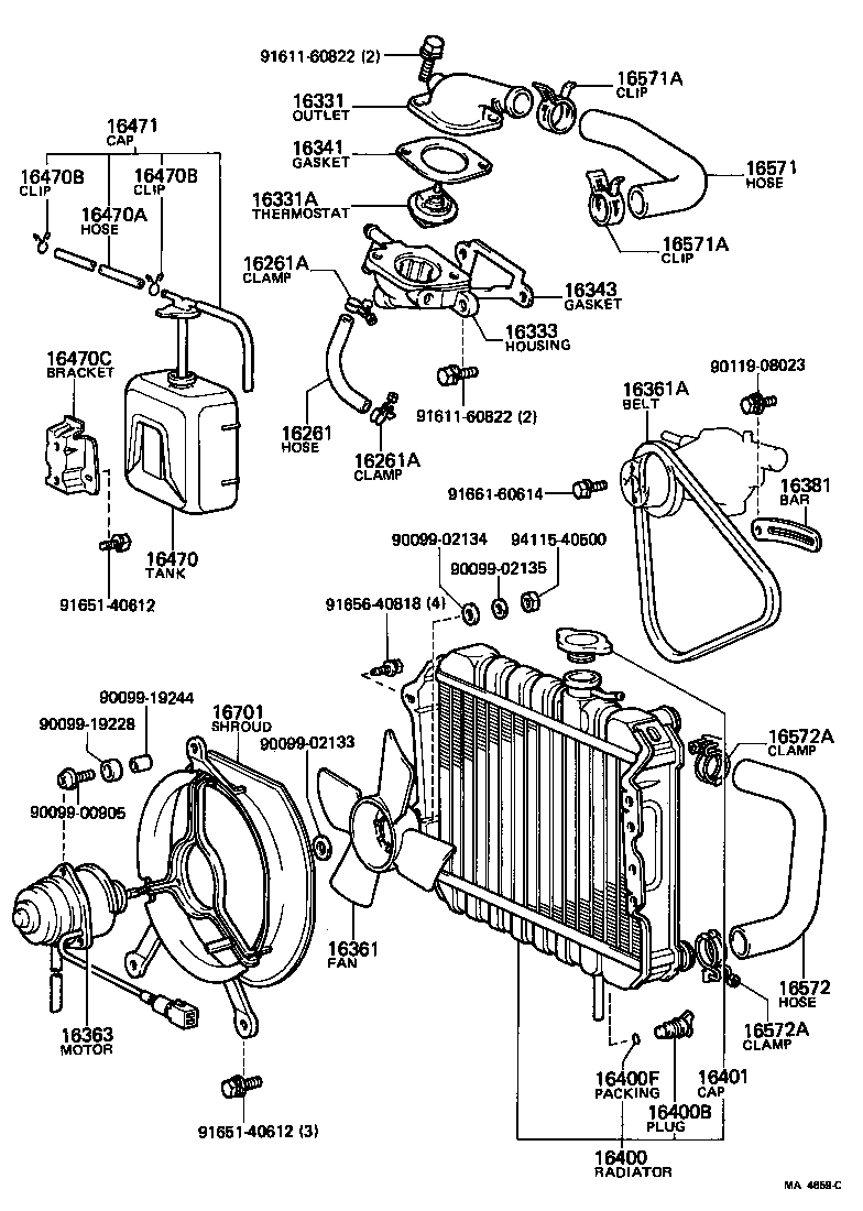  STARLET |  RADIATOR WATER OUTLET