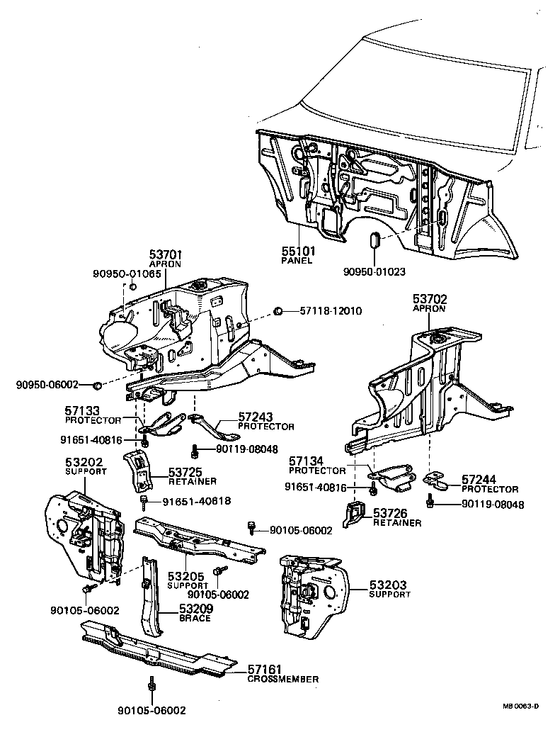  TOYOTA1000 |  FRONT FENDER APRON DASH PANEL