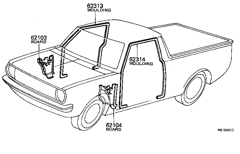  TOYOTA1000 |  INSIDE TRIM BOARD DOOR OPENING TRIM MOULDING
