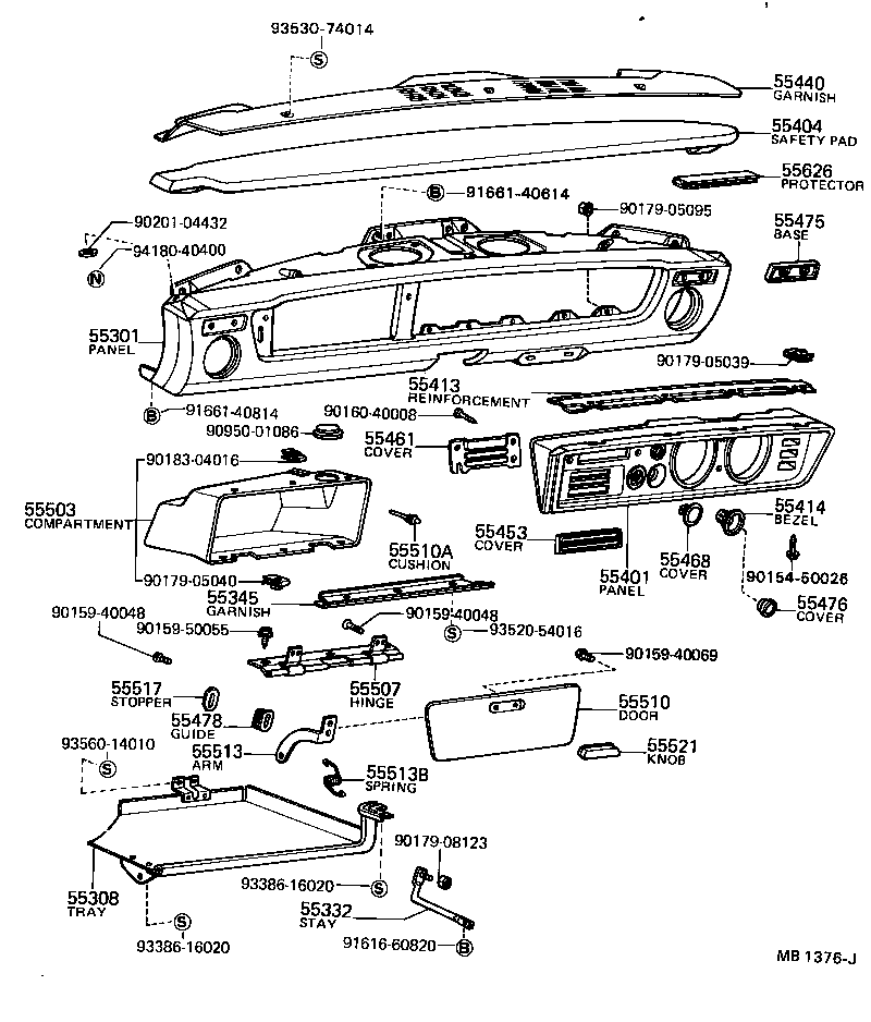  TOYOTA1000 |  INSTRUMENT PANEL GLOVE COMPARTMENT