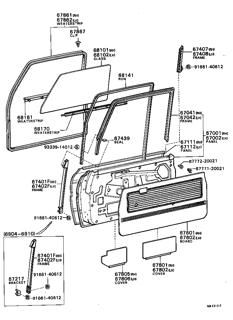  TOYOTA1000 |  FRONT DOOR PANEL GLASS