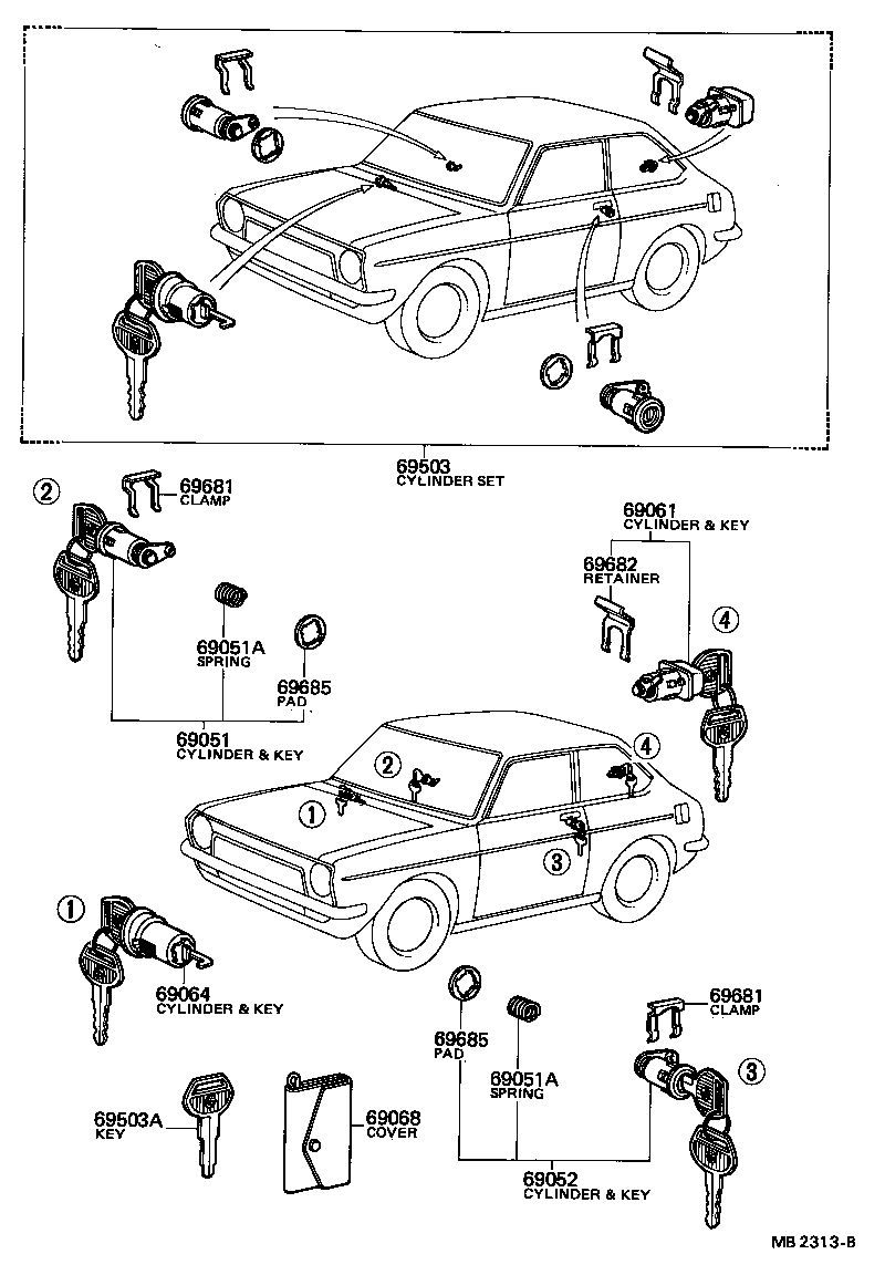  TOYOTA1000 |  LOCK CYLINDER SET