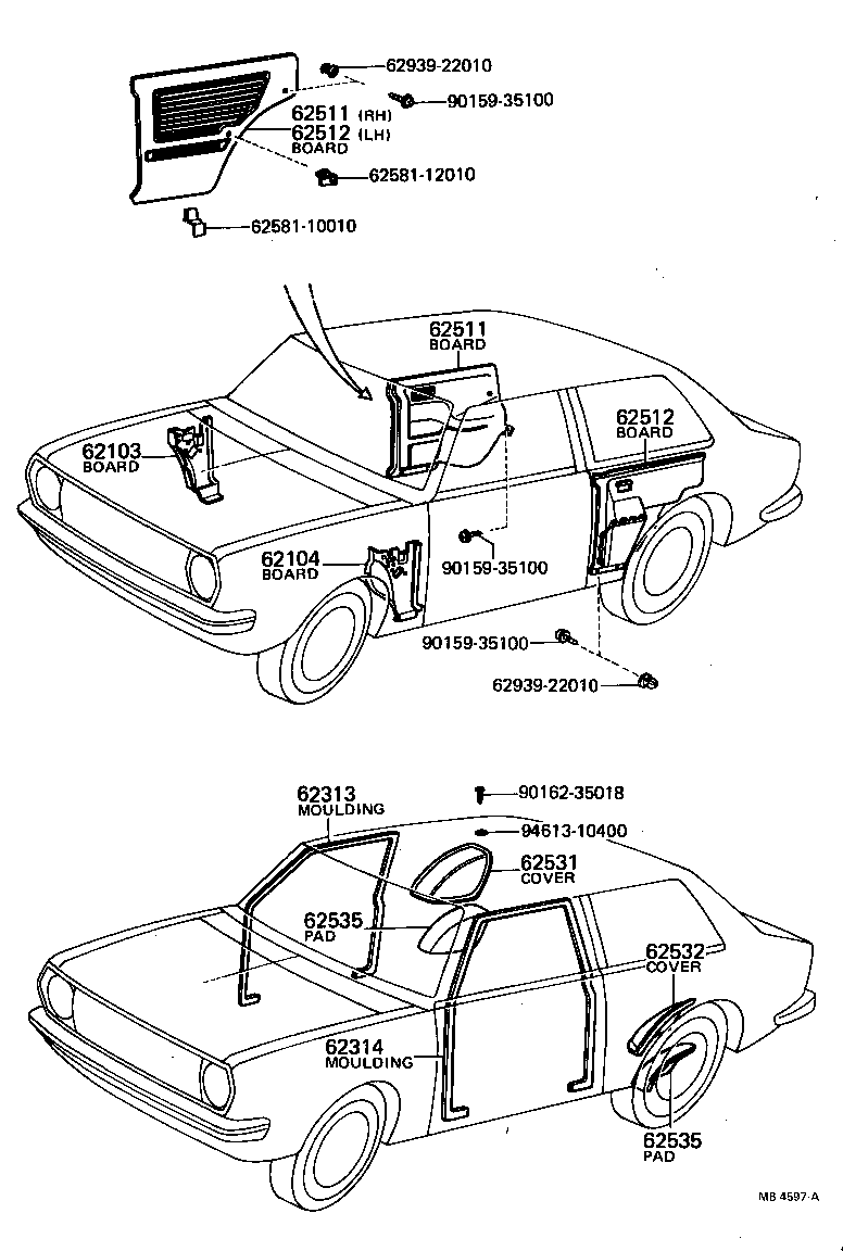  TOYOTA1000 |  INSIDE TRIM BOARD DOOR OPENING TRIM MOULDING