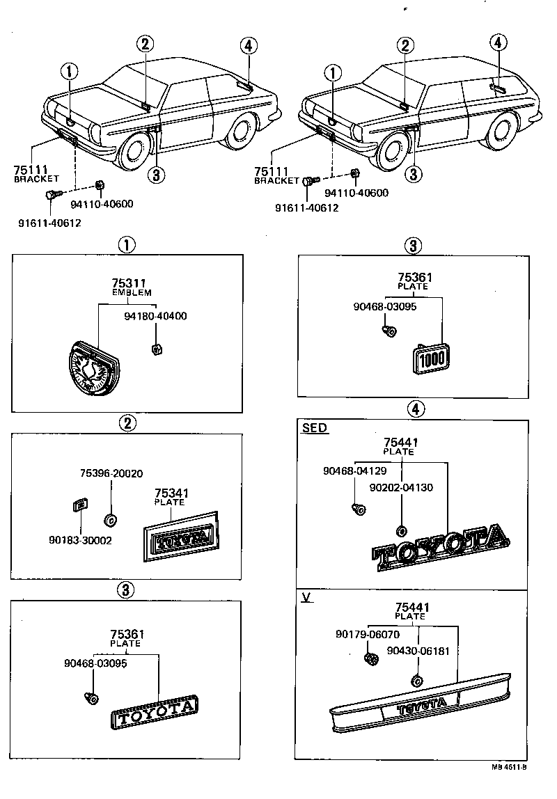  TOYOTA1000 |  EMBLEM NAME PLATE EXTERIOR INTERIOR