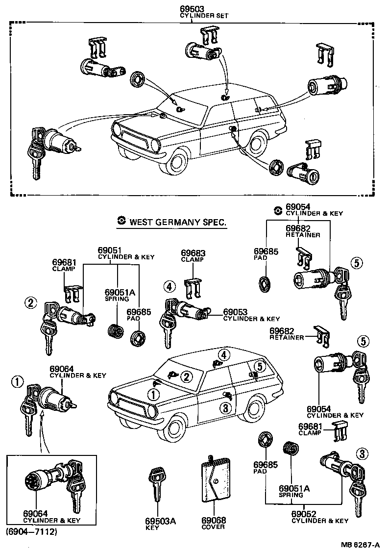  TOYOTA1000 |  LOCK CYLINDER SET