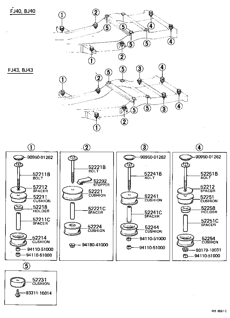  LAND CRUISER 40 50 |  CAB MOUNTING BODY MOUNTING