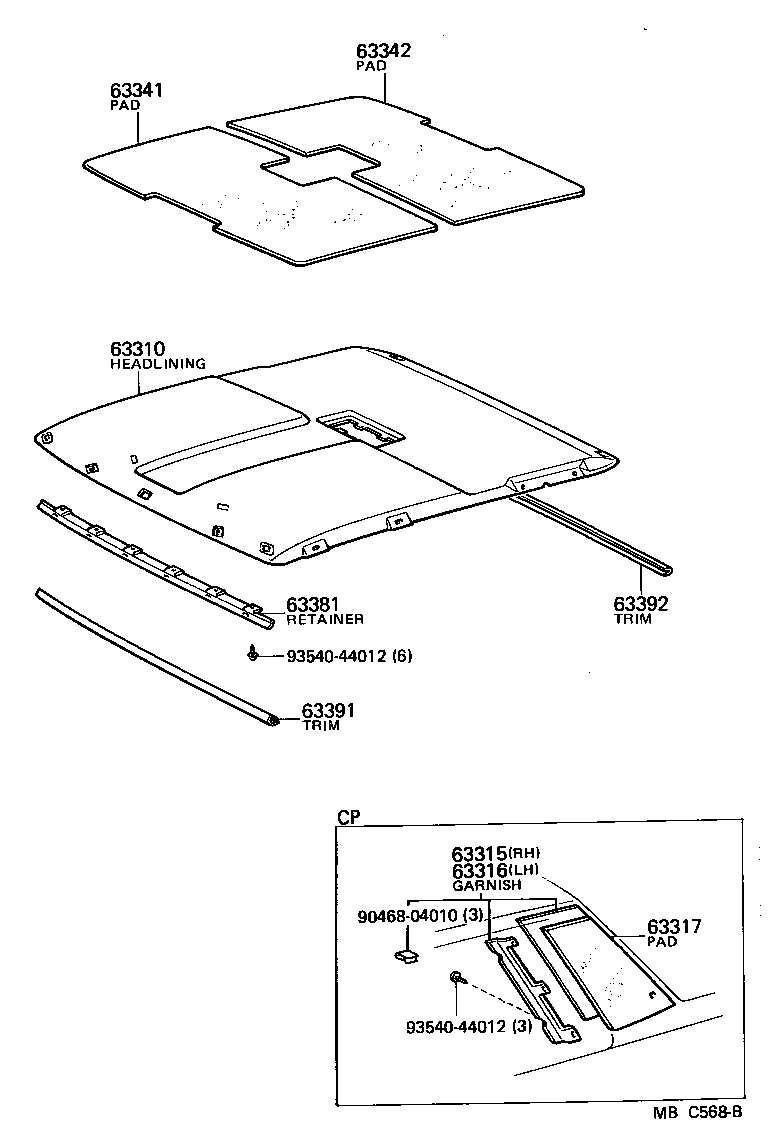  CELICA |  ROOF HEADLINING SILENCER PAD