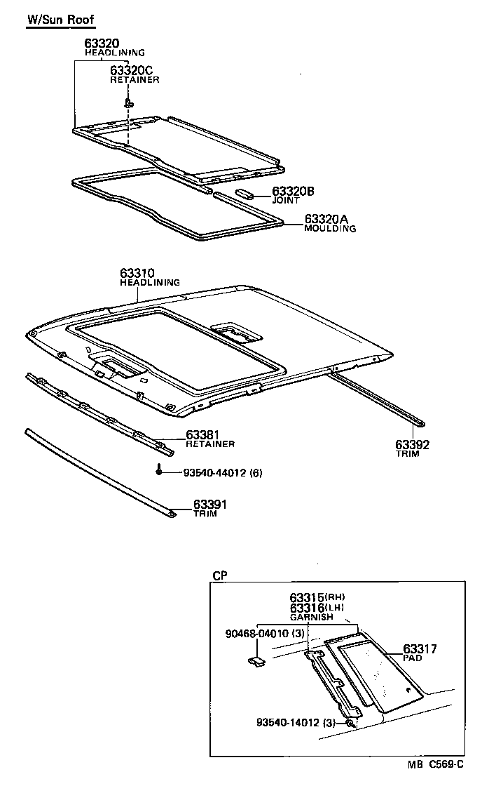  CELICA |  ROOF HEADLINING SILENCER PAD