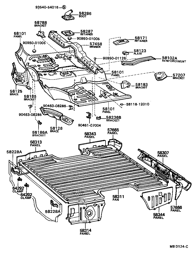  TOYOTA1000 |  FLOOR PAN LOWER BACK PANEL