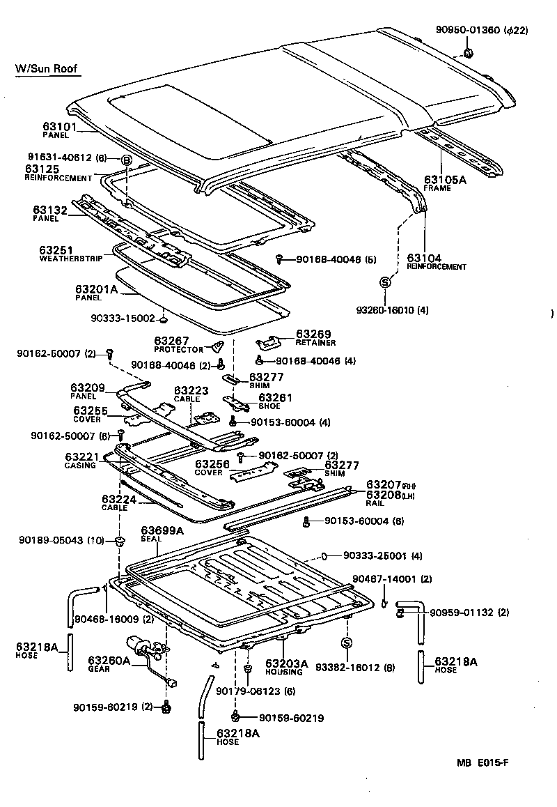  TERCEL |  ROOF PANEL BACK WINDOW GLASS
