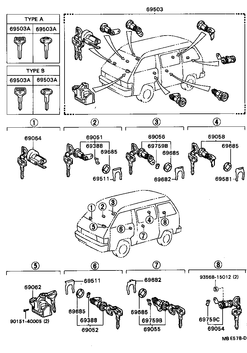 MODEL F |  LOCK CYLINDER SET