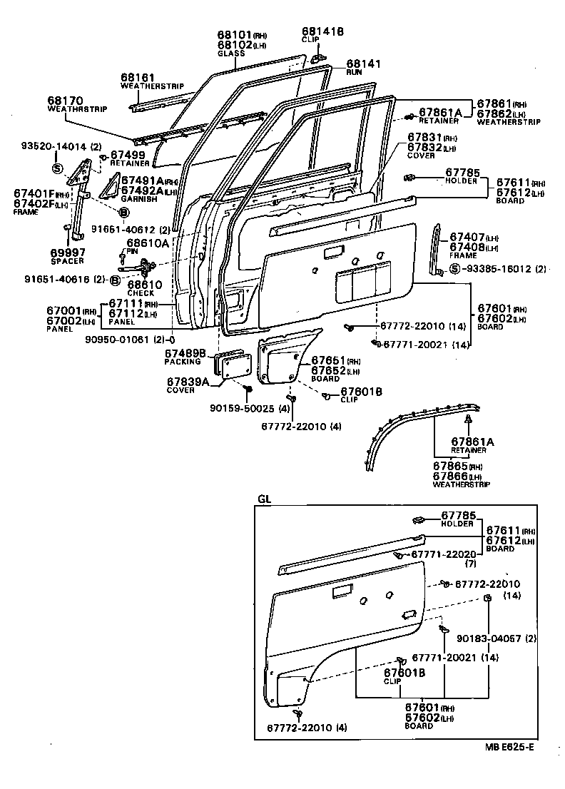  MODEL F |  FRONT DOOR PANEL GLASS