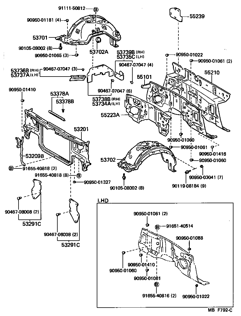  CROWN |  FRONT FENDER APRON DASH PANEL