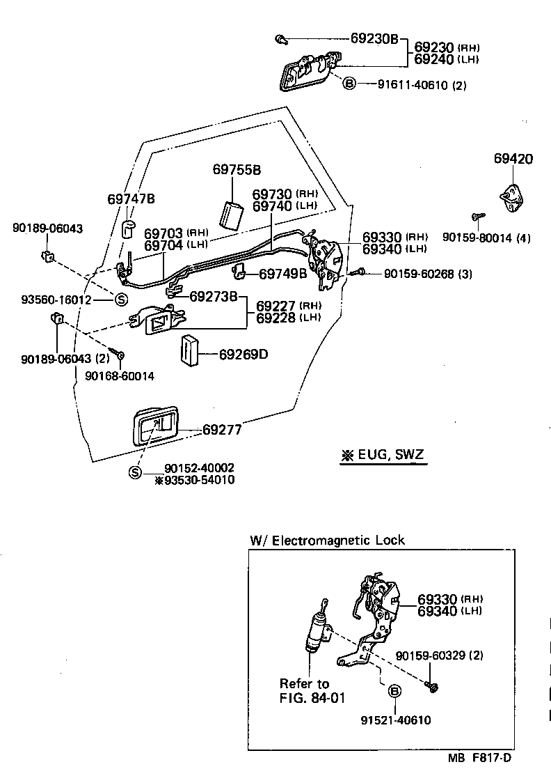  CROWN |  REAR DOOR LOCK HANDLE