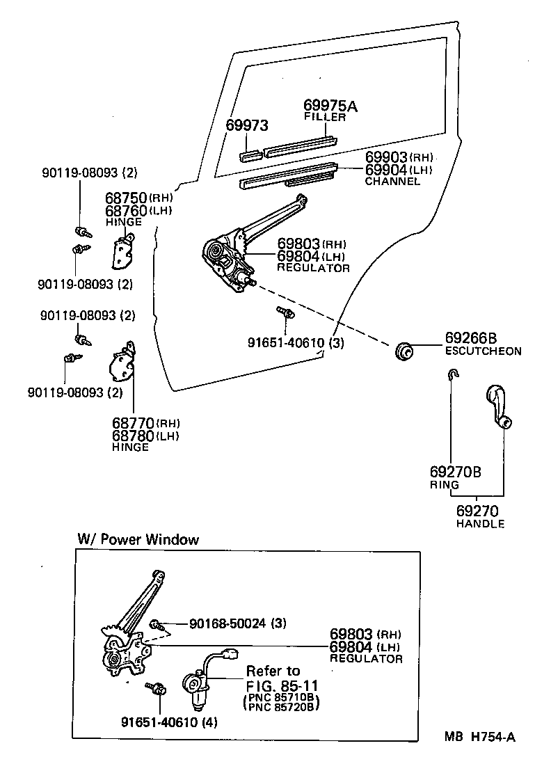  LAND CRUISER 60 |  REAR DOOR WINDOW REGULATOR HINGE