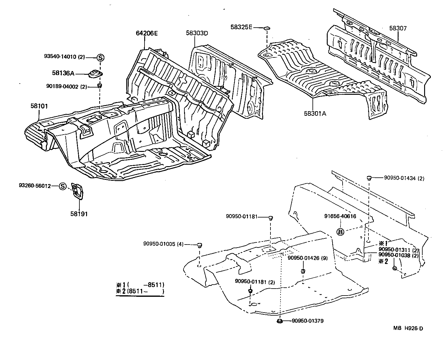  MR2 |  FLOOR PAN LOWER BACK PANEL