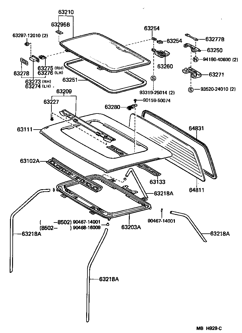  MR2 |  ROOF PANEL BACK WINDOW GLASS