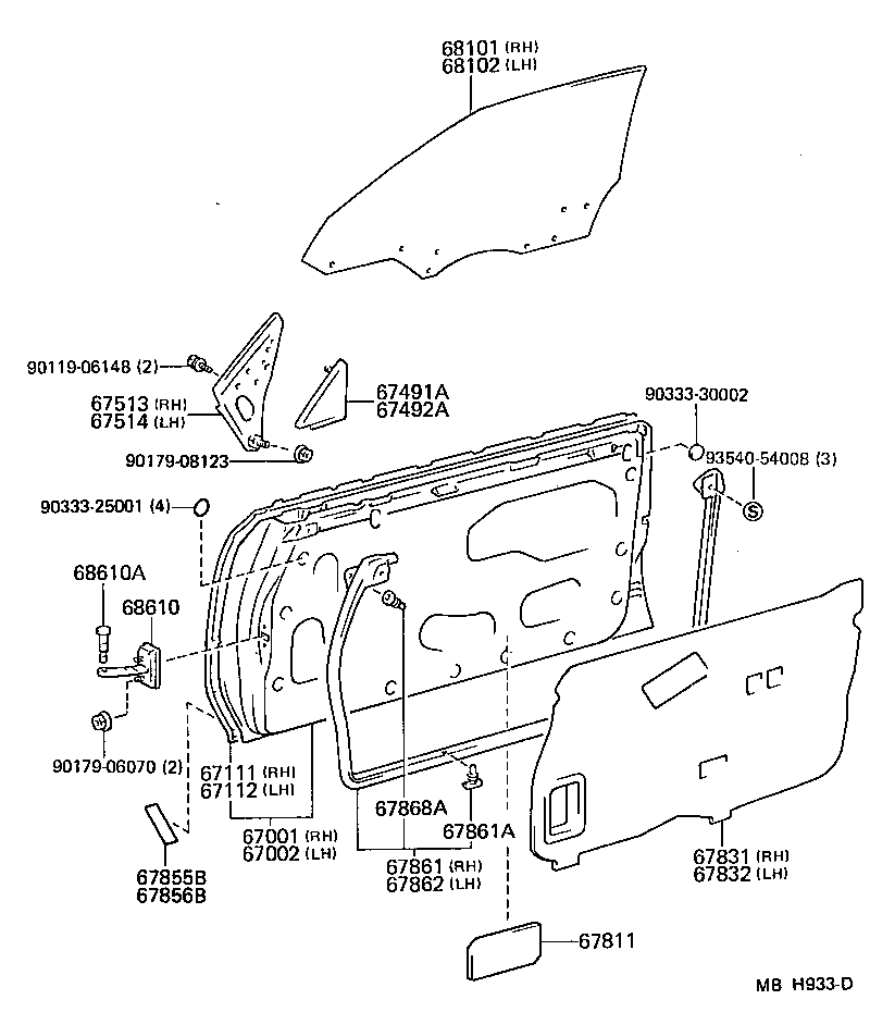  MR2 |  FRONT DOOR PANEL GLASS