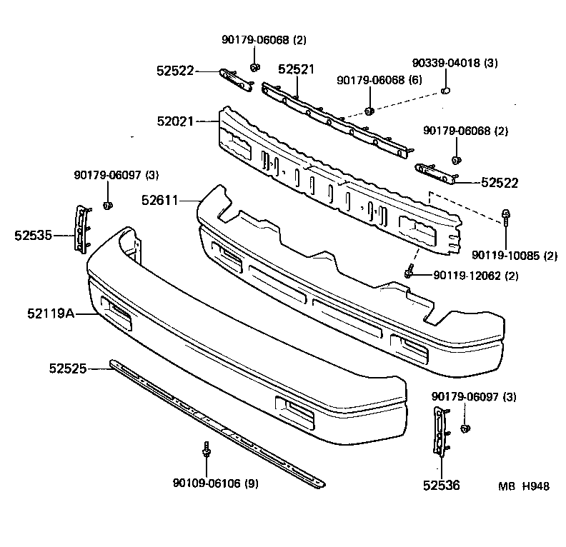  MR2 |  FRONT BUMPER BUMPER STAY