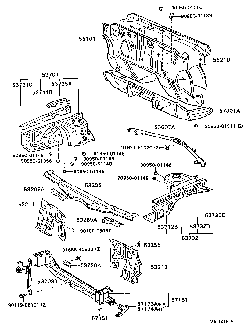  CELICA |  FRONT FENDER APRON DASH PANEL