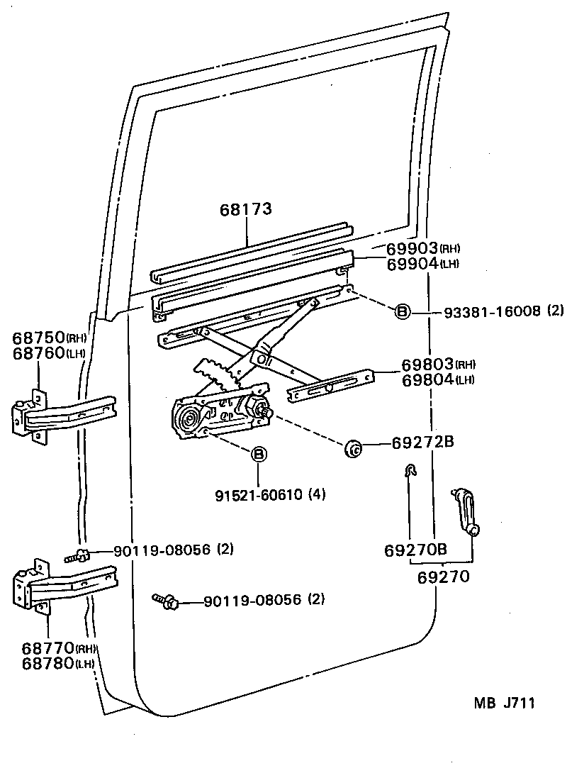  DYNA 100 |  REAR DOOR WINDOW REGULATOR HINGE