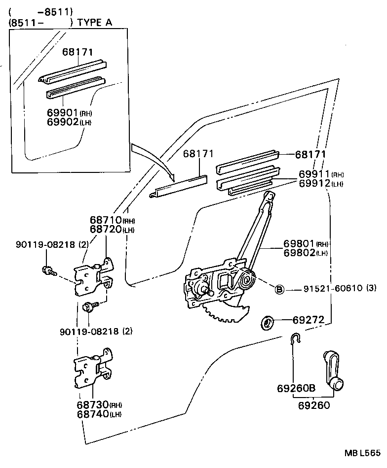  DYNA |  FRONT DOOR WINDOW REGULATOR HINGE