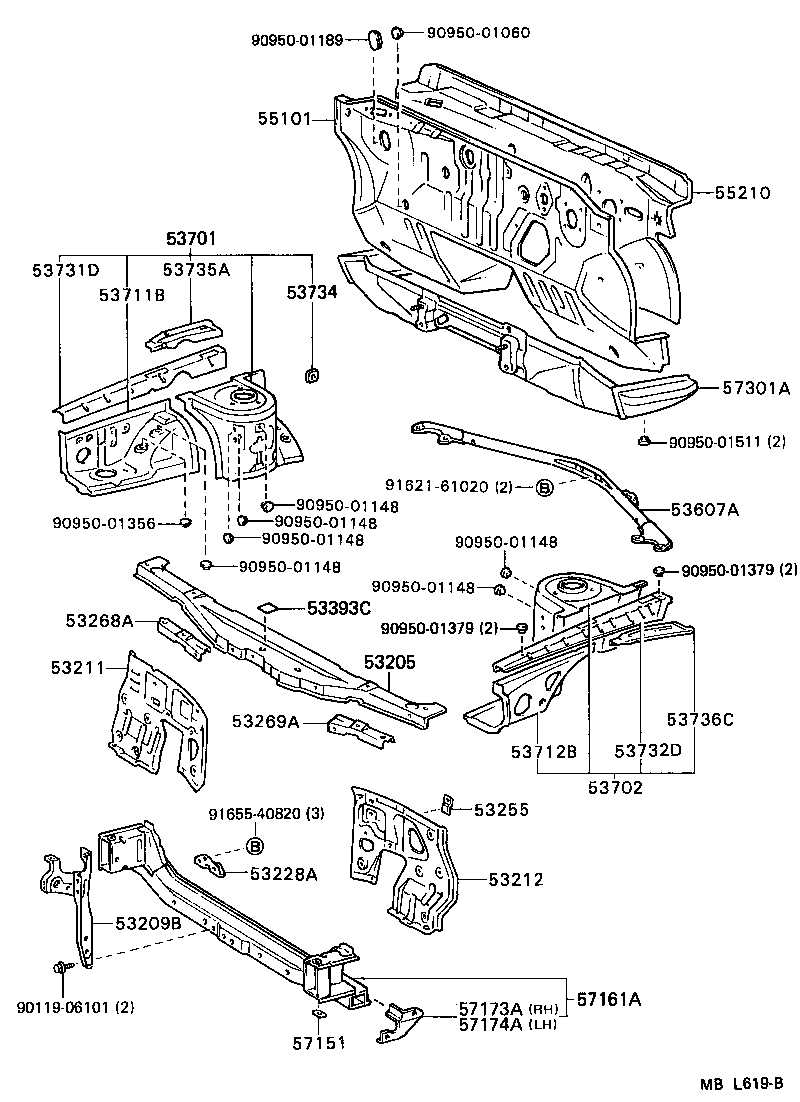  CELICA |  FRONT FENDER APRON DASH PANEL
