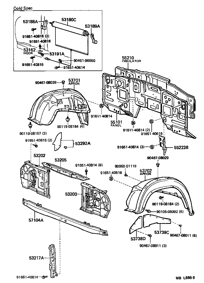  LAND CRUISER 60 62 |  FRONT FENDER APRON DASH PANEL